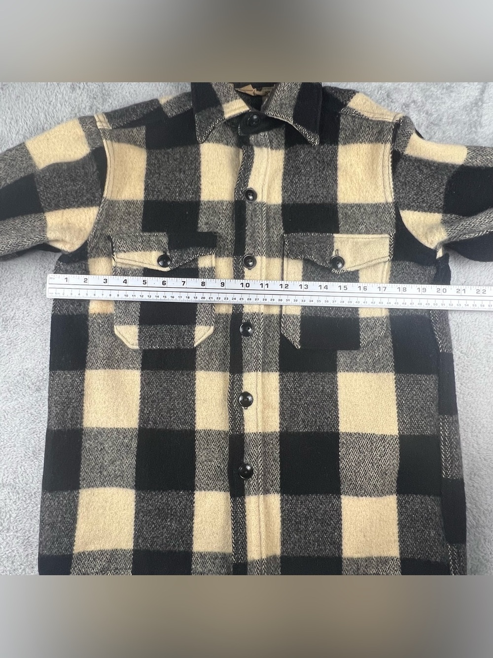 VTG 60s Woolrich Jacket Mens Size 15 Medium Heavy Wool Flannel Overshirt Shacket - Picture 5 of 13